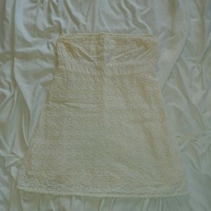 Off-white eyelet tube top